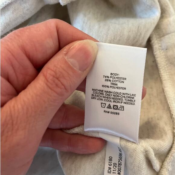 Express Ruffle Long Sleeve Sweatshirt Dress Size L Oatmeal Athleisure Comfy - Picture 4 of 6